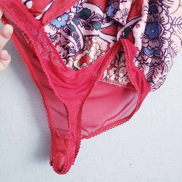 Intimately Free People Red Floral Paisley Spellbound Bodysuit - Picture 7 of 8